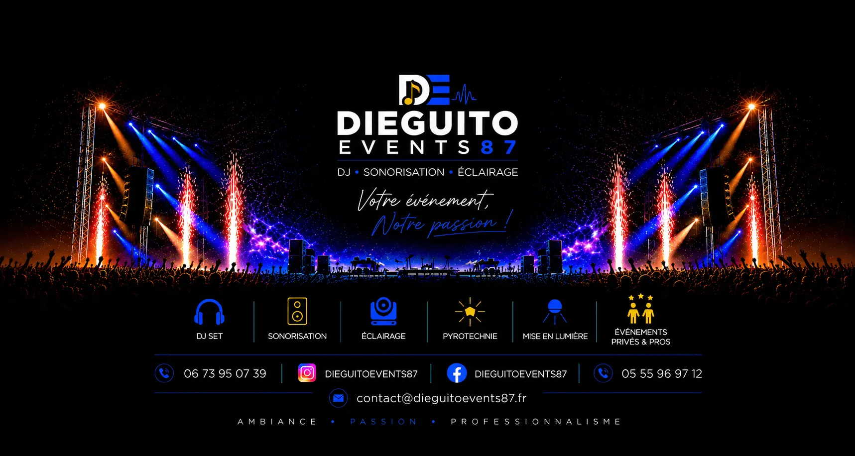 Dieguito Events 87 - DJ, sonorisation, éclairage et pyrotechnie pour vos événements en Haute-Vienne